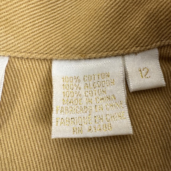 VTG 80s/90s Apart Denim Jacket  Size 12 Camel Tan Gold Grid Strap Studded Stains - Picture 9 of 10